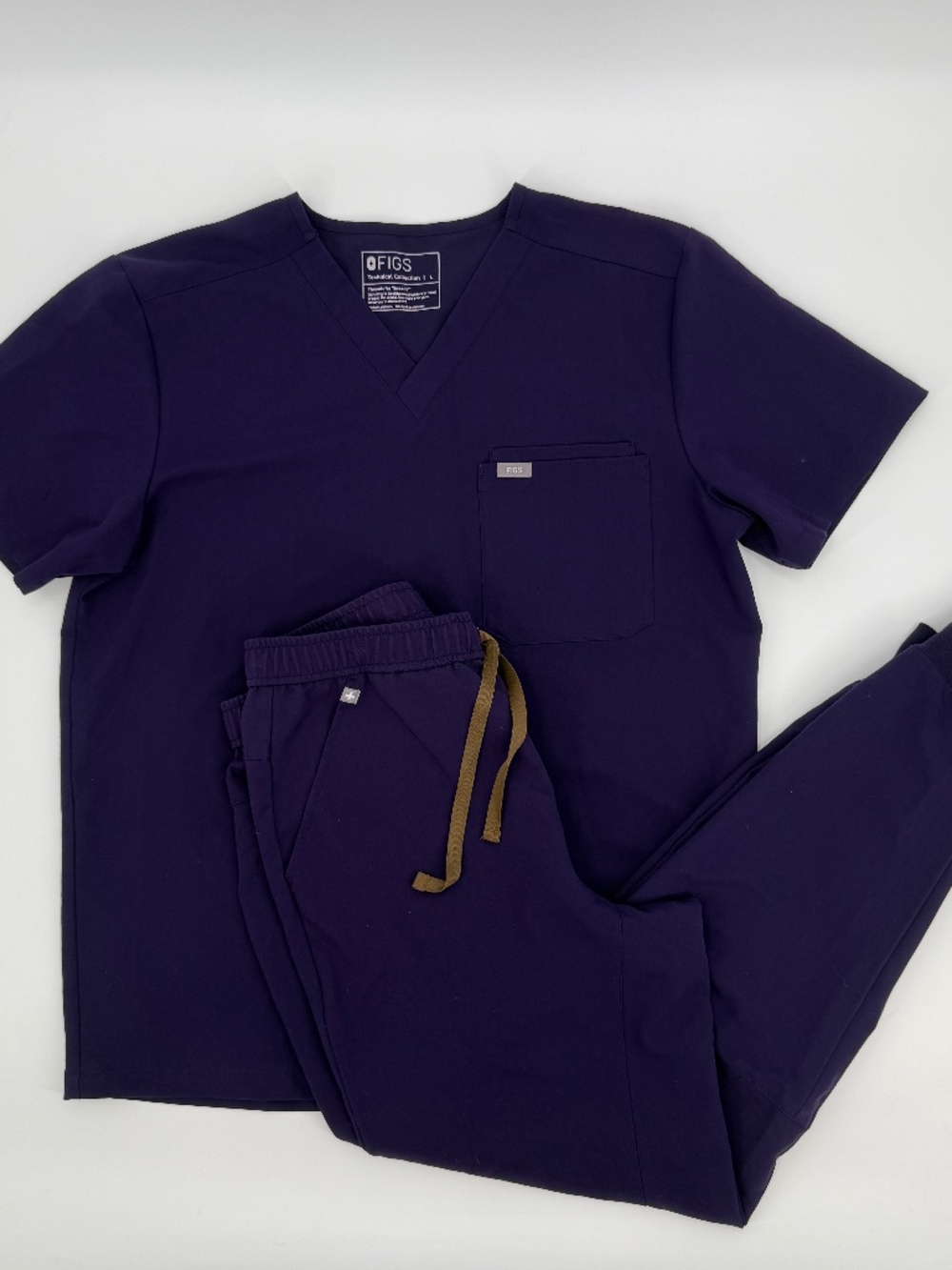 FIGS Scrub Set Top L Pants M Deep Plum Purple Catarina V-Neck Zamora Joggers Nur